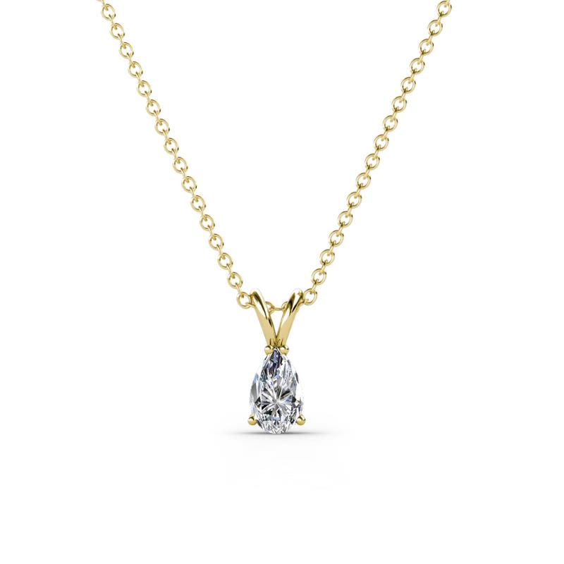 Jassiel 5x3 mm Pear Cut Diamond Double Bail Solitaire Pendant Necklace 