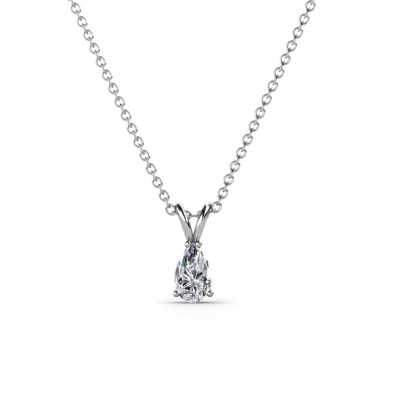 Jassiel 5x3 mm Pear Cut Lab Grown Diamond Double Bail Solitaire Pendant Necklace 