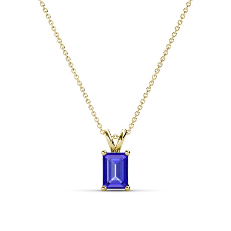 Jassiel 6x4 mm Emerald Cut Tanzanite Double Bail Solitaire Pendant Necklace 