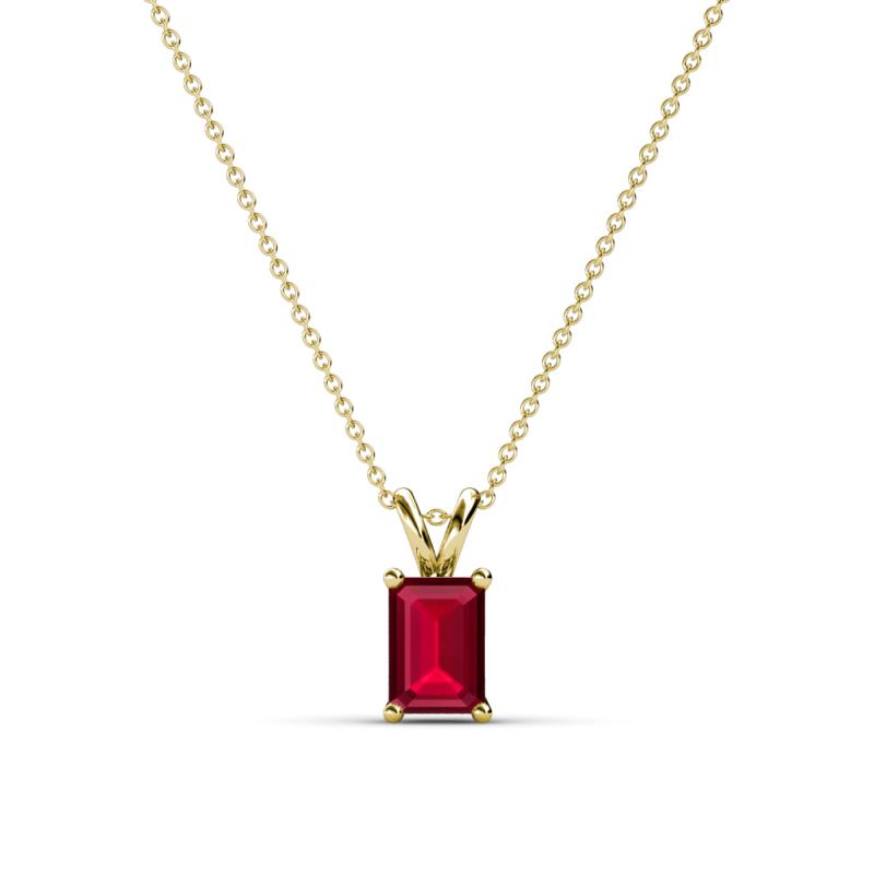 Jassiel 6x4 mm Emerald Cut Ruby Double Bail Solitaire Pendant Necklace 