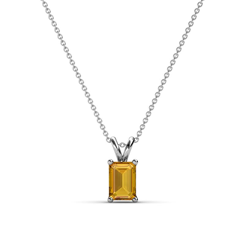 Jassiel 6x4 mm Emerald Cut Citrine Double Bail Solitaire Pendant Necklace 