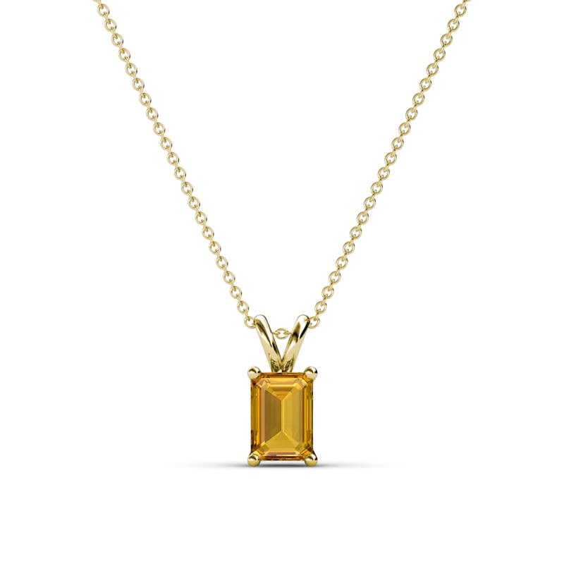 Jassiel 6x4 mm Emerald Cut Citrine Double Bail Solitaire Pendant Necklace 