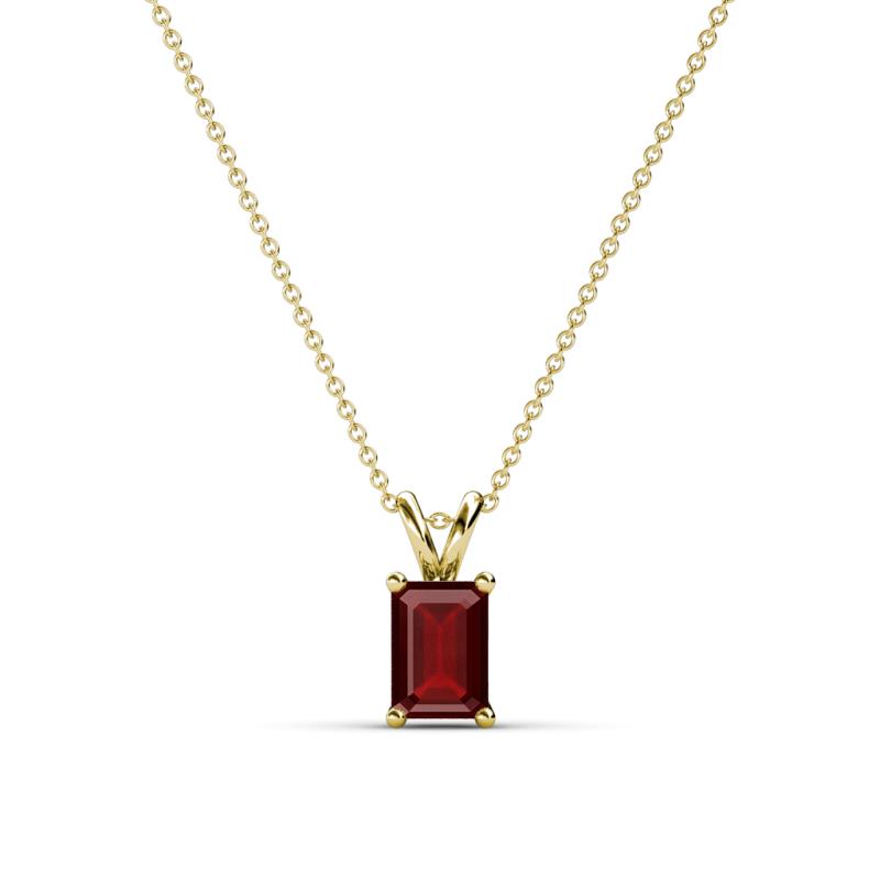 Jassiel 6x4 mm Emerald Cut Red Garnet Double Bail Solitaire Pendant Necklace 