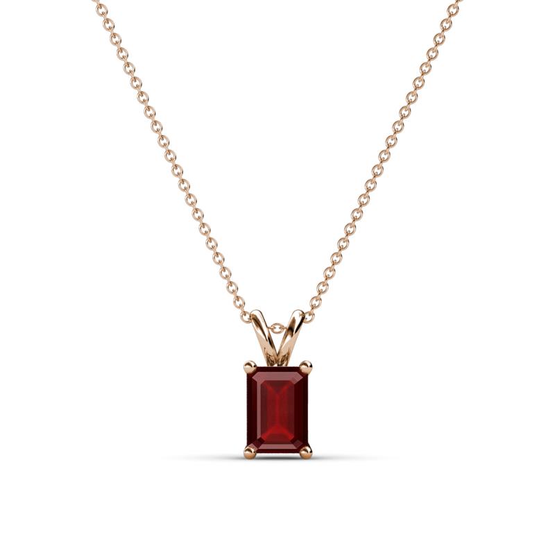 Jassiel 6x4 mm Emerald Cut Red Garnet Double Bail Solitaire Pendant Necklace 