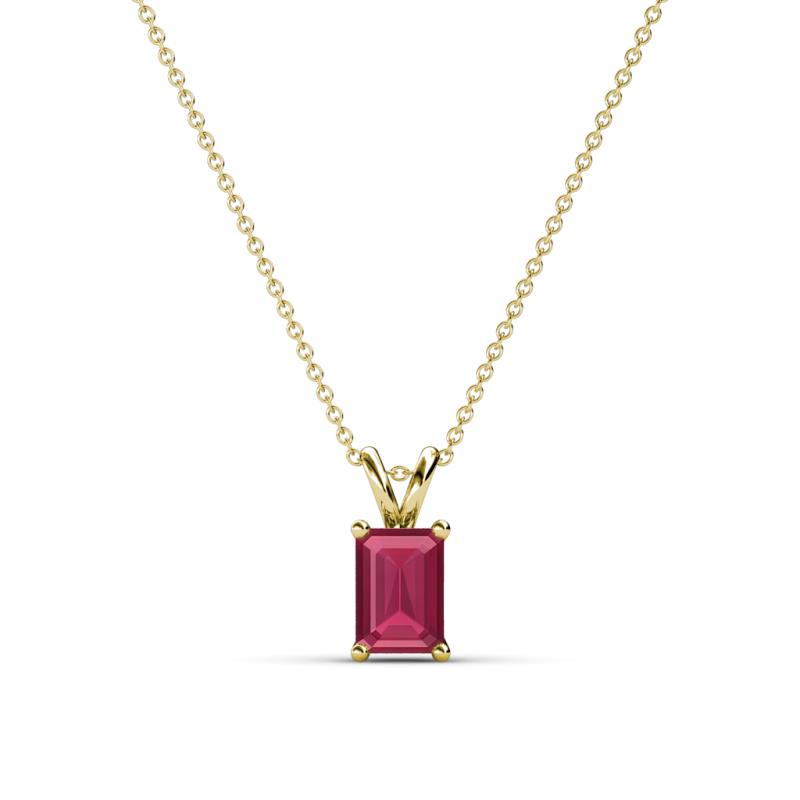 Jassiel 6x4 mm Emerald Cut Rhodolite Garnet Double Bail Solitaire Pendant Necklace 