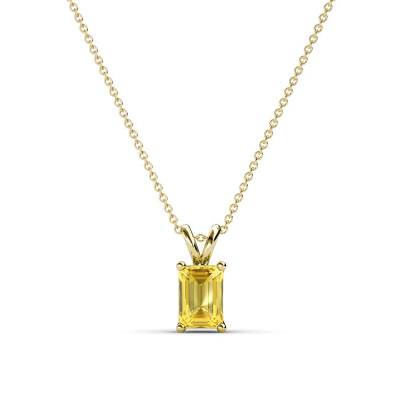 Jassiel 6x4 mm Emerald Cut Yellow Sapphire Double Bail Solitaire Pendant Necklace 