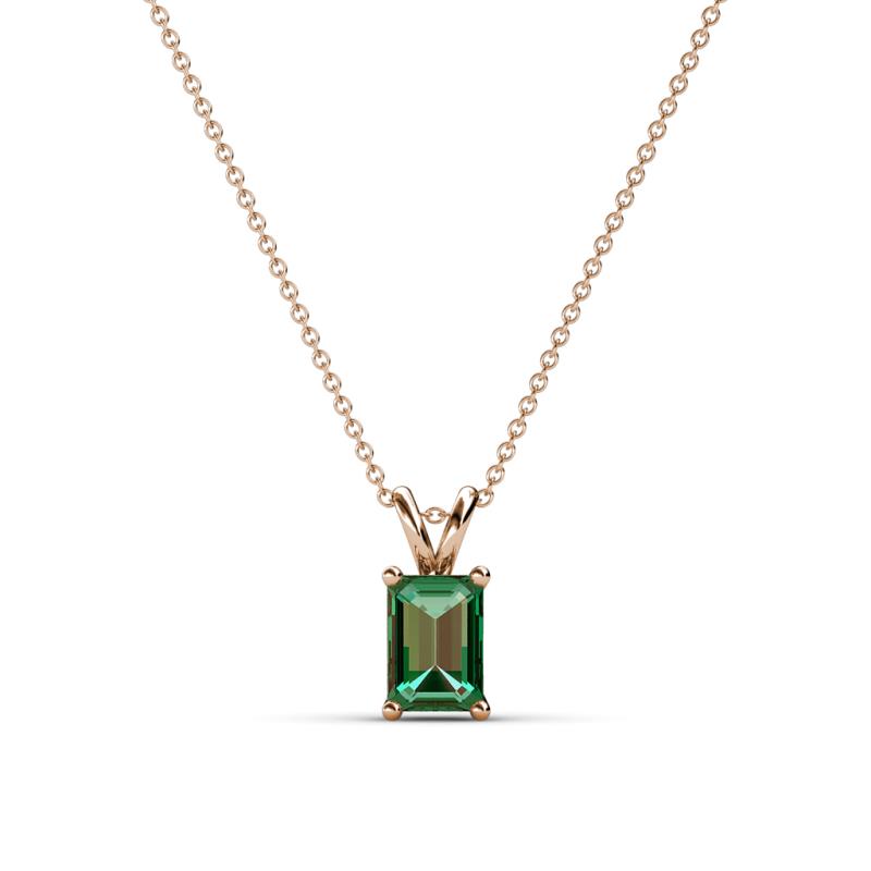 Jassiel 6x4 mm Emerald Cut Lab Created Alexandrite Double Bail Solitaire Pendant Necklace 