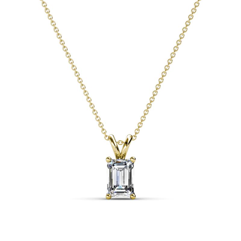 Jassiel 6x4 mm Emerald Cut Diamond Double Bail Solitaire Pendant Necklace 