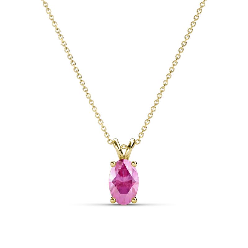 Jassiel 6x4 mm Oval Cut Pink Sapphire Double Bail Solitaire Pendant Necklace 