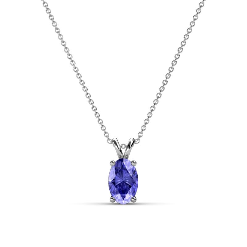 Jassiel 6x4 mm Oval Cut Tanzanite Double Bail Solitaire Pendant Necklace 