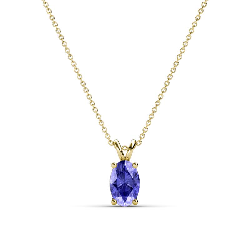 Jassiel 6x4 mm Oval Cut Tanzanite Double Bail Solitaire Pendant Necklace 
