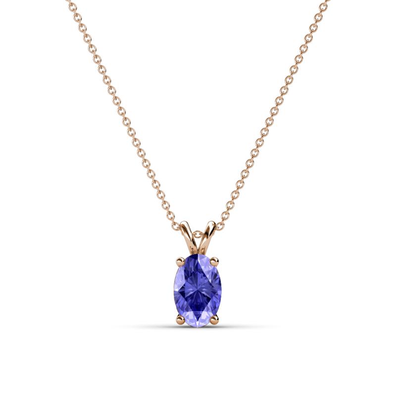 Jassiel 6x4 mm Oval Cut Tanzanite Double Bail Solitaire Pendant Necklace 