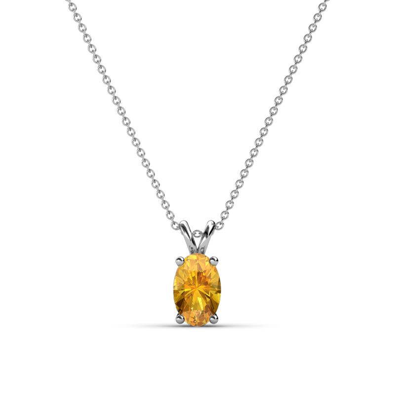 Jassiel 6x4 mm Oval Cut Citrine Double Bail Solitaire Pendant Necklace 