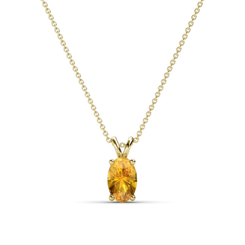 Jassiel 6x4 mm Oval Cut Citrine Double Bail Solitaire Pendant Necklace 