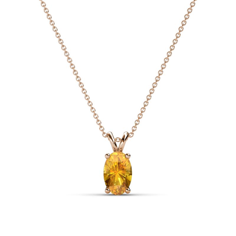 Jassiel 6x4 mm Oval Cut Citrine Double Bail Solitaire Pendant Necklace 