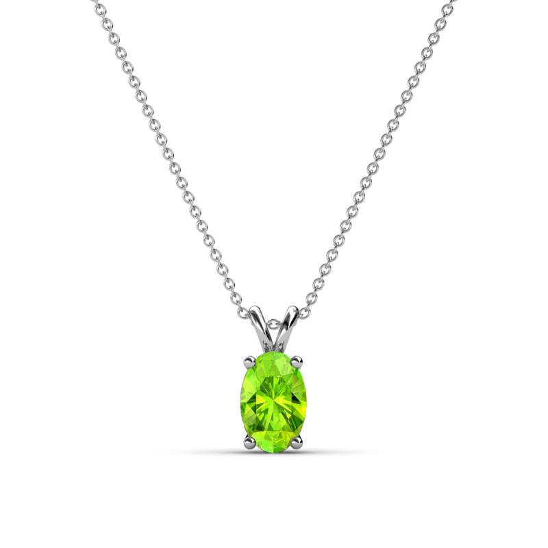 Jassiel 6x4 mm Oval Cut Peridot Double Bail Solitaire Pendant Necklace 