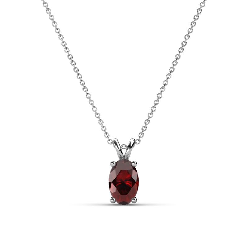 Jassiel 6x4 mm Oval Cut Red Garnet Double Bail Solitaire Pendant Necklace 
