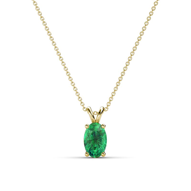 Jassiel 6x4 mm Oval Cut Emerald Double Bail Solitaire Pendant Necklace 