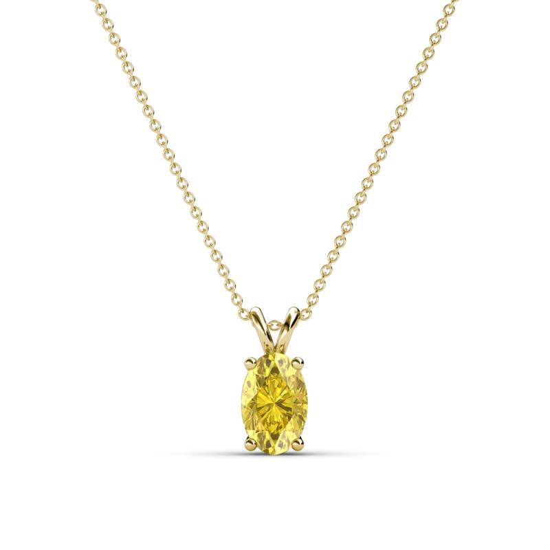 Jassiel 6x4 mm Oval Cut Yellow Sapphire Double Bail Solitaire Pendant Necklace 
