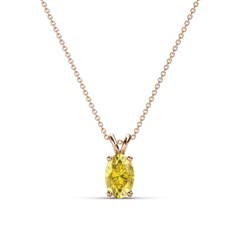Jassiel 6x4 mm Oval Cut Yellow Sapphire Double Bail Solitaire Pendant Necklace 