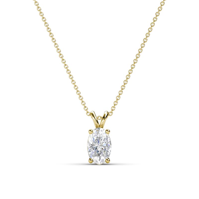 Jassiel 6x4 mm Oval Cut White Sapphire Double Bail Solitaire Pendant Necklace 