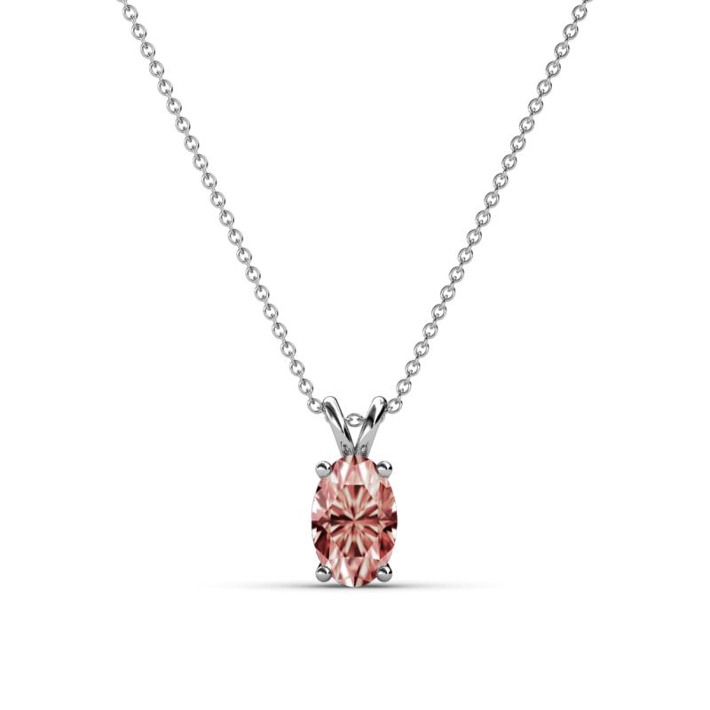 Jassiel 6x4 mm Oval Cut Morganite Double Bail Solitaire Pendant Necklace 