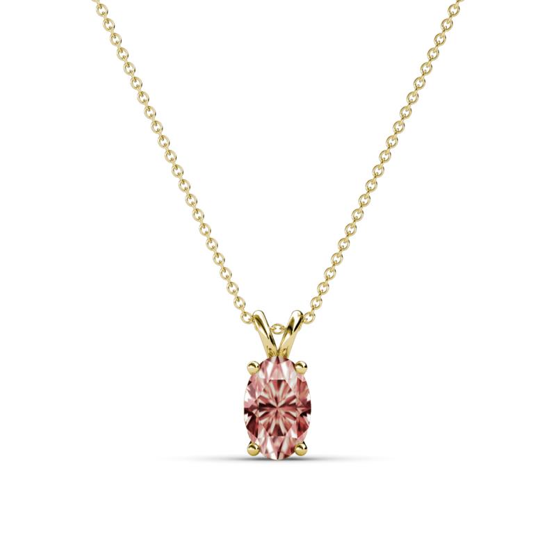 Jassiel 6x4 mm Oval Cut Morganite Double Bail Solitaire Pendant Necklace 