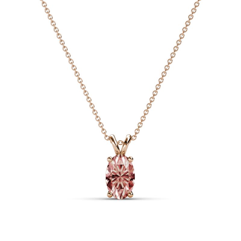 Jassiel 6x4 mm Oval Cut Morganite Double Bail Solitaire Pendant Necklace 