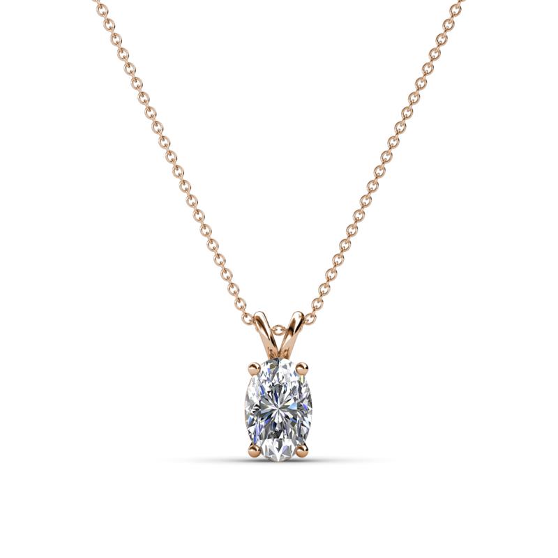 Jassiel 6x4 mm Oval Cut Diamond Double Bail Solitaire Pendant Necklace 