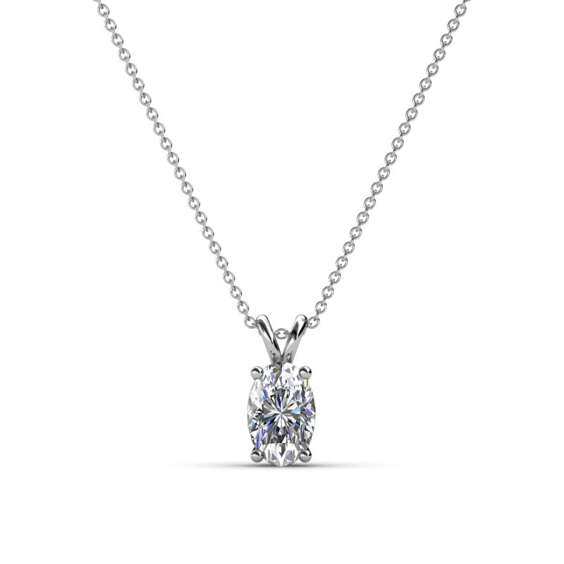 Jassiel 6x4 mm Oval Cut Lab Grown Diamond Double Bail Solitaire Pendant Necklace 