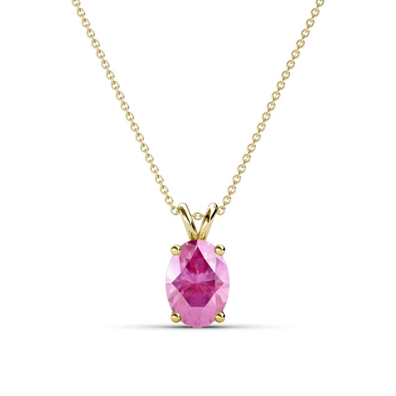 Jassiel 7x5 mm Oval Cut Pink Sapphire Double Bail Solitaire Pendant Necklace 