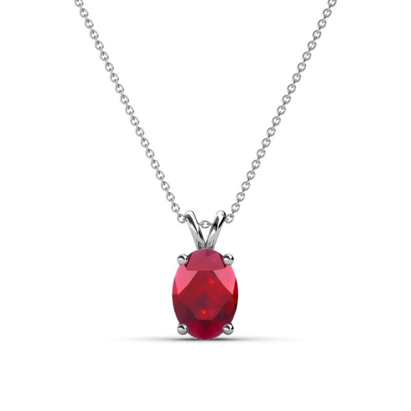 Jassiel 7x5 mm Oval Cut Ruby Double Bail Solitaire Pendant Necklace 