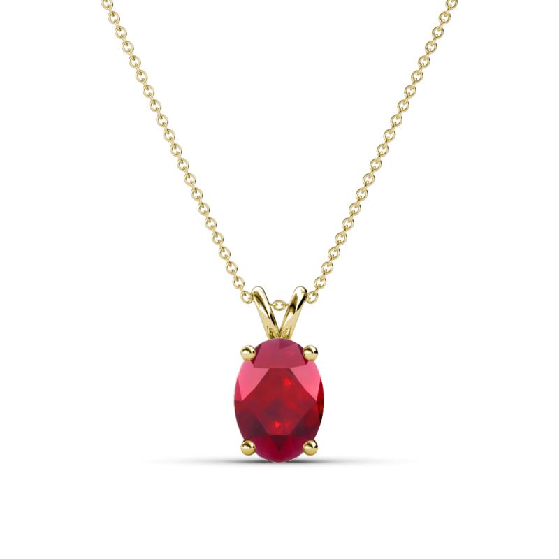 Jassiel 7x5 mm Oval Cut Ruby Double Bail Solitaire Pendant Necklace 