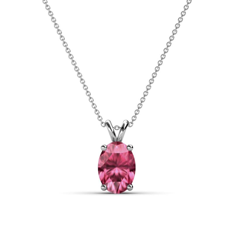 Jassiel 7x5 mm Oval Cut Pink Tourmaline Double Bail Solitaire Pendant Necklace 