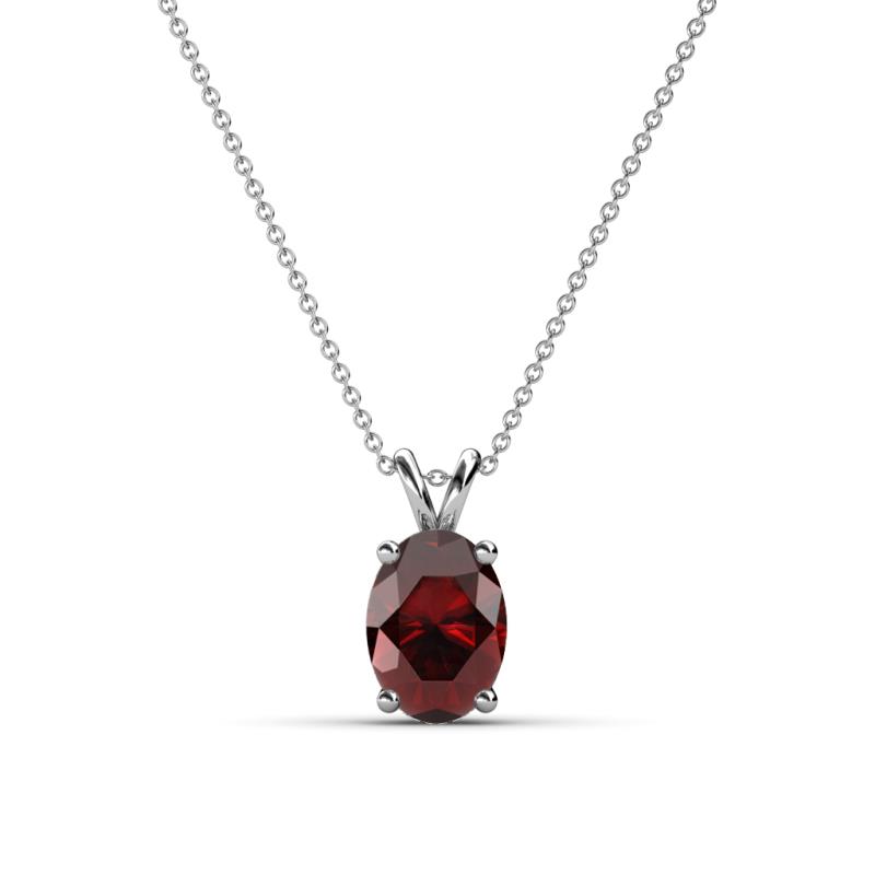 Jassiel 7x5 mm Oval Cut Red Garnet Double Bail Solitaire Pendant Necklace 