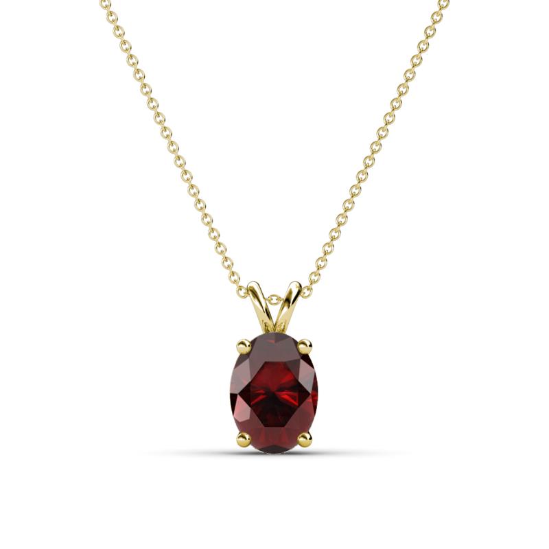 Jassiel 7x5 mm Oval Cut Red Garnet Double Bail Solitaire Pendant Necklace 
