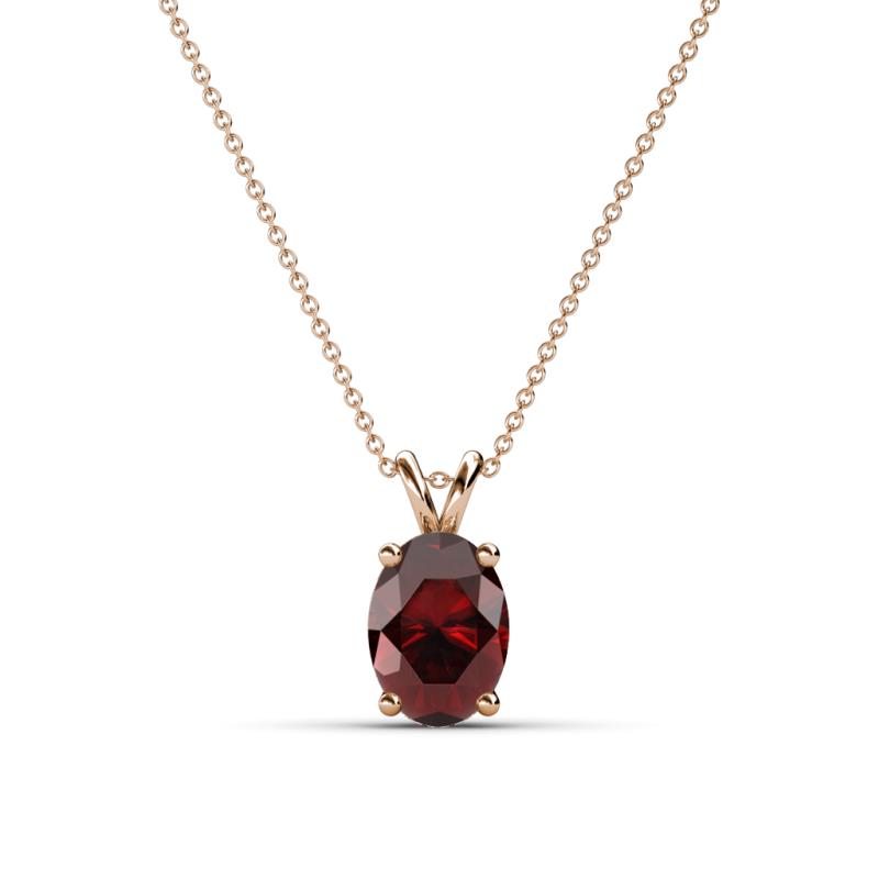 Jassiel 7x5 mm Oval Cut Red Garnet Double Bail Solitaire Pendant Necklace 