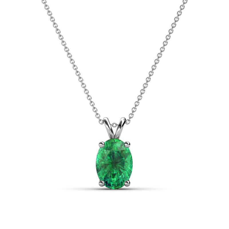 Jassiel 7x5 mm Oval Cut Emerald Double Bail Solitaire Pendant Necklace 