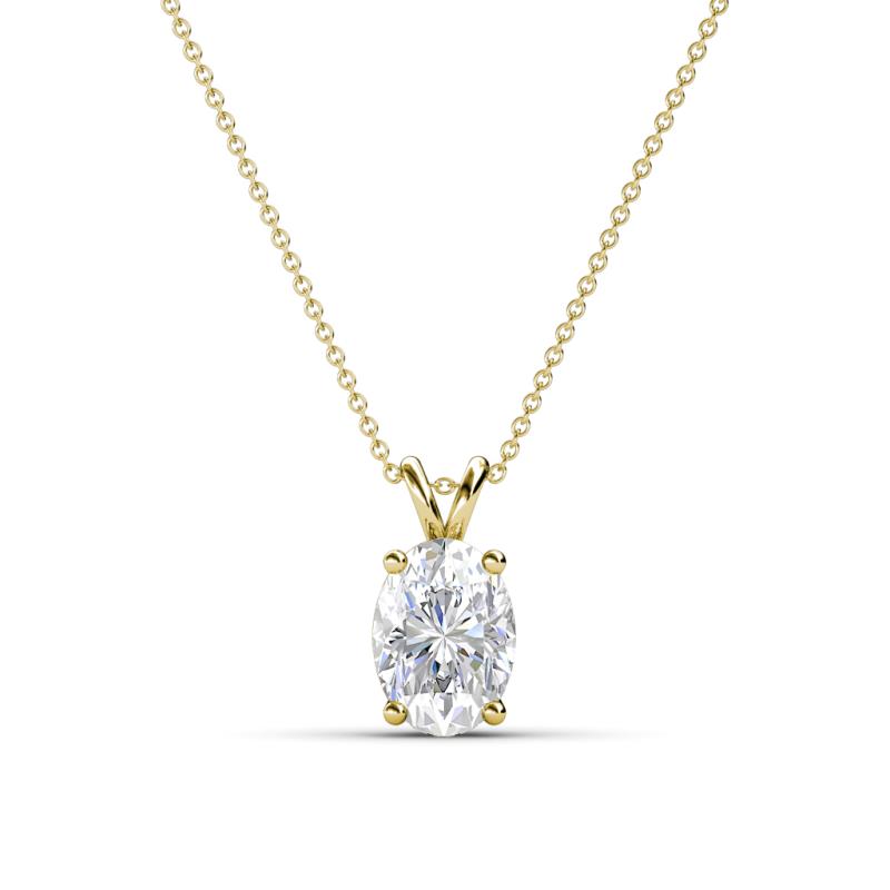 Jassiel 7x5 mm Oval Cut White Sapphire Double Bail Solitaire Pendant Necklace 