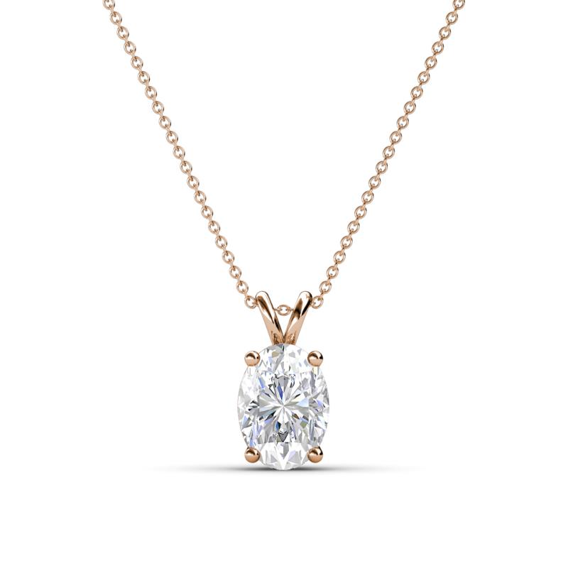 Jassiel 7x5 mm Oval Cut White Sapphire Double Bail Solitaire Pendant Necklace 