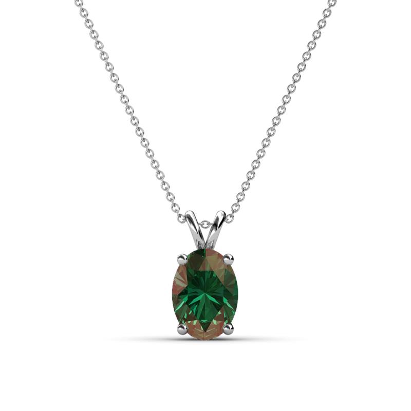 Jassiel 7x5 mm Oval Cut Lab Created Alexandrite Double Bail Solitaire Pendant Necklace 