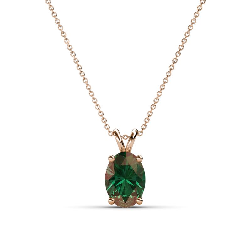 Jassiel 7x5 mm Oval Cut Lab Created Alexandrite Double Bail Solitaire Pendant Necklace 