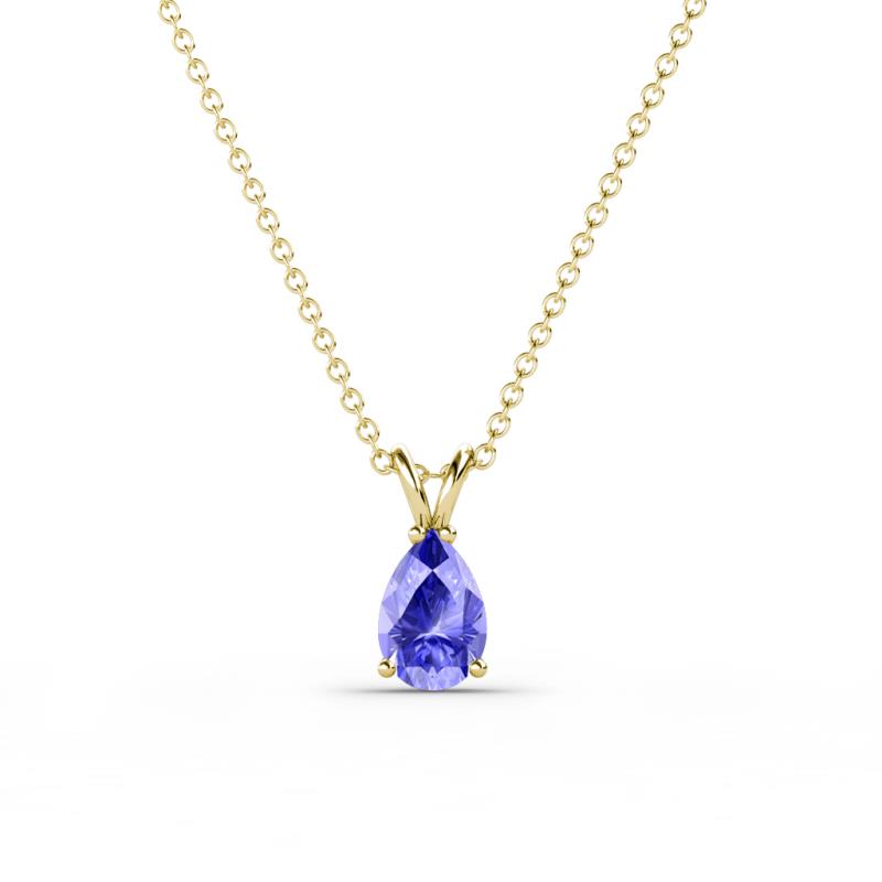 Jassiel 6x4 mm Pear Cut Tanzanite Double Bail Solitaire Pendant Necklace 