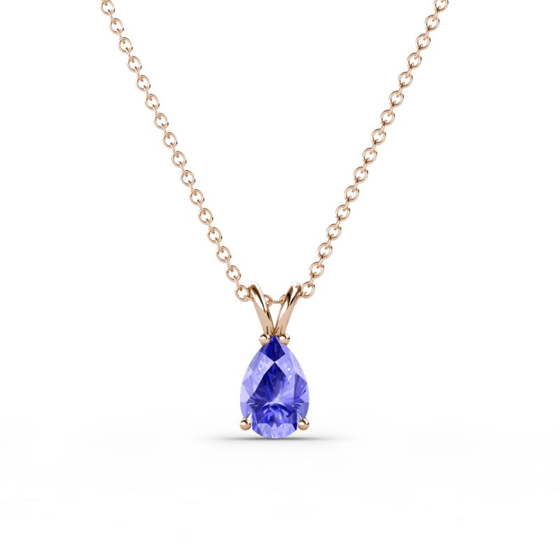 Jassiel 6x4 mm Pear Cut Tanzanite Double Bail Solitaire Pendant Necklace 