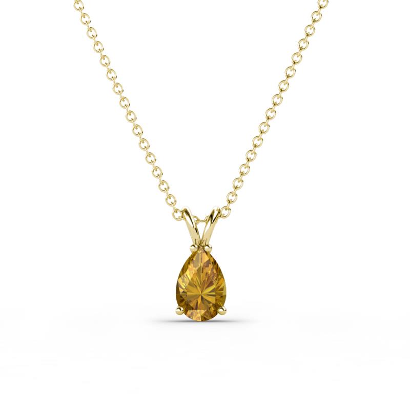 Jassiel 6x4 mm Pear Cut Citrine Double Bail Solitaire Pendant Necklace 