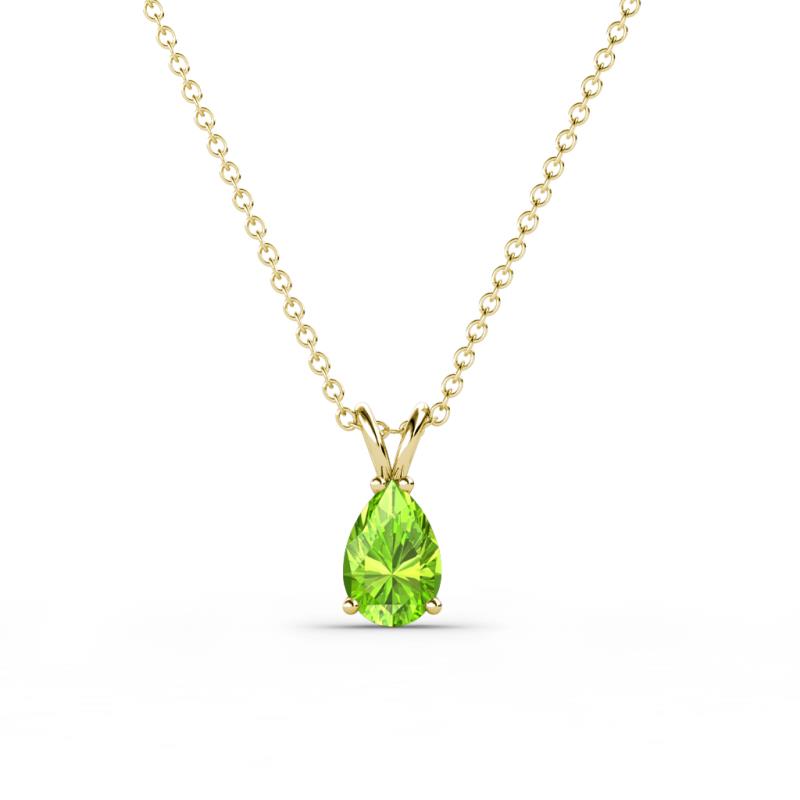 Jassiel 6x4 mm Pear Cut Peridot Double Bail Solitaire Pendant Necklace 