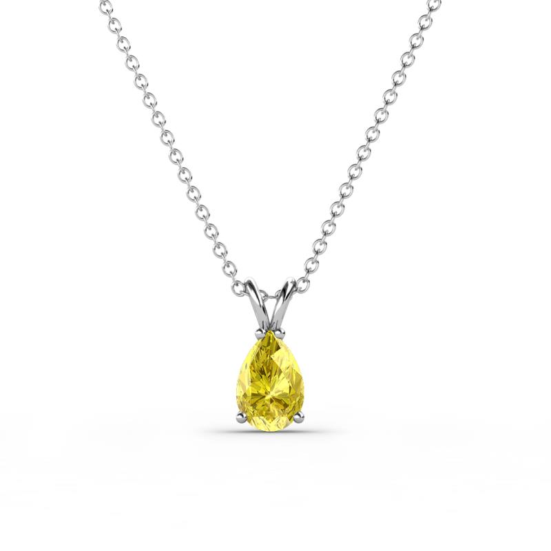 Jassiel 6x4 mm Pear Cut Yellow Sapphire Double Bail Solitaire Pendant Necklace 