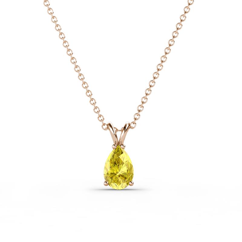 Jassiel 6x4 mm Pear Cut Yellow Sapphire Double Bail Solitaire Pendant Necklace 