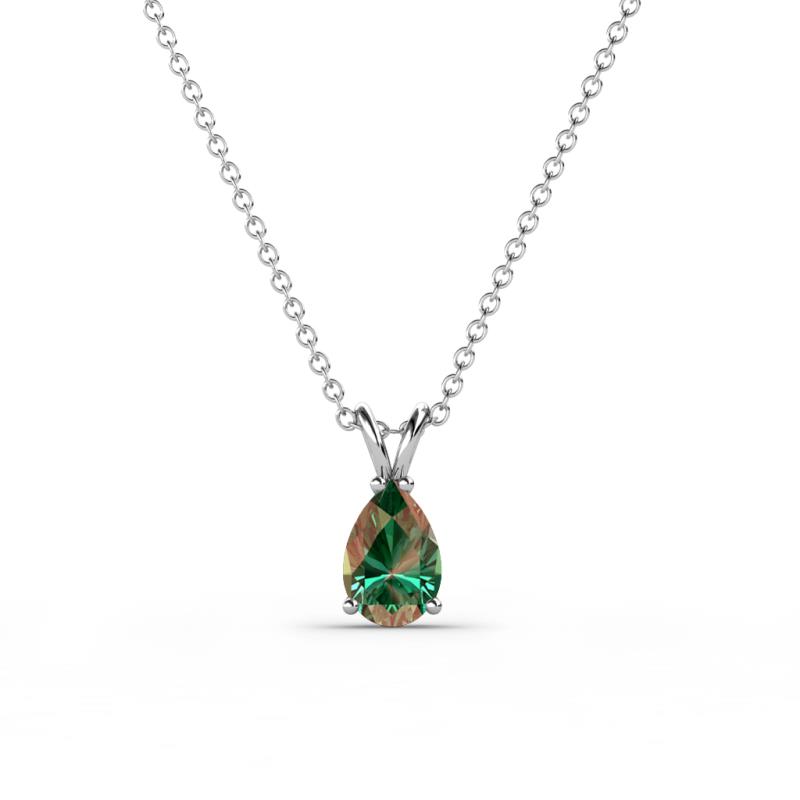 Jassiel 6x4 mm Pear Cut Lab Created Alexandrite Double Bail Solitaire Pendant Necklace 