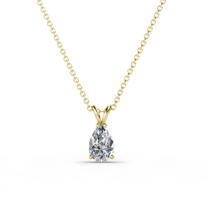 Jassiel 6x4 mm Pear Cut Diamond Double Bail Solitaire Pendant Necklace 